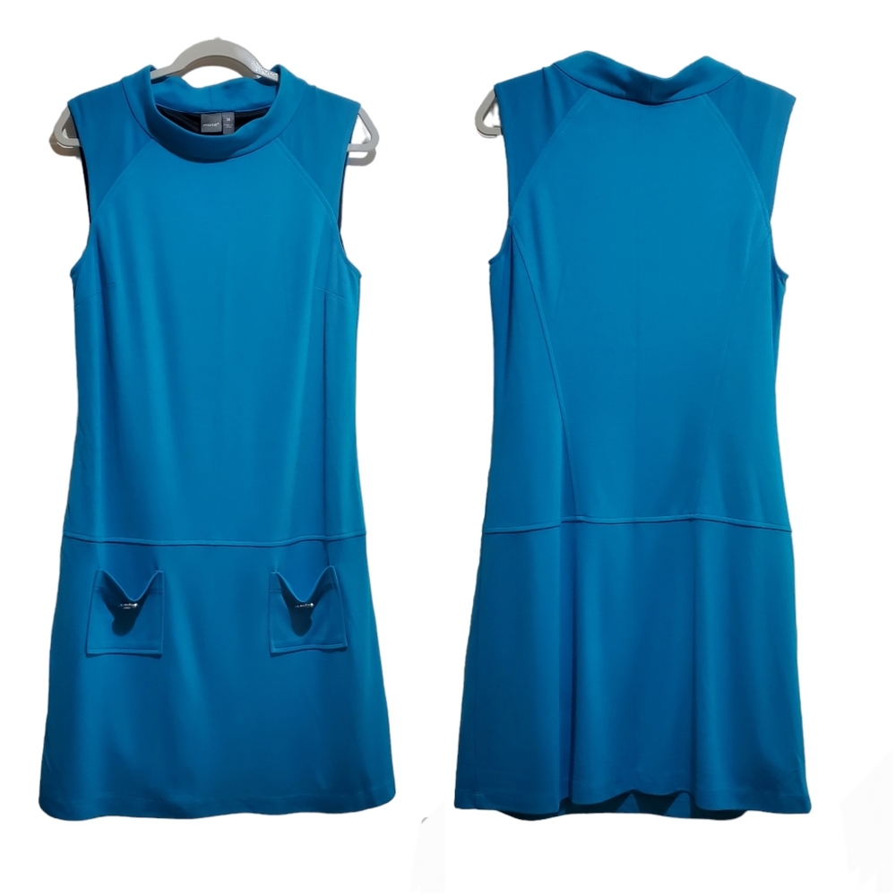 Muse Sleeveless Lined Shift Dress Blue Size 14